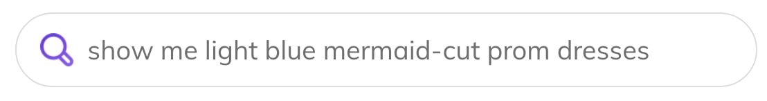 Search bar example for light blue mermaid dress
